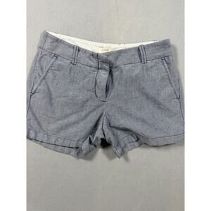 J. CREW Shorts Womens Size 4 Blue Chambray Flat Front Chino Cotton